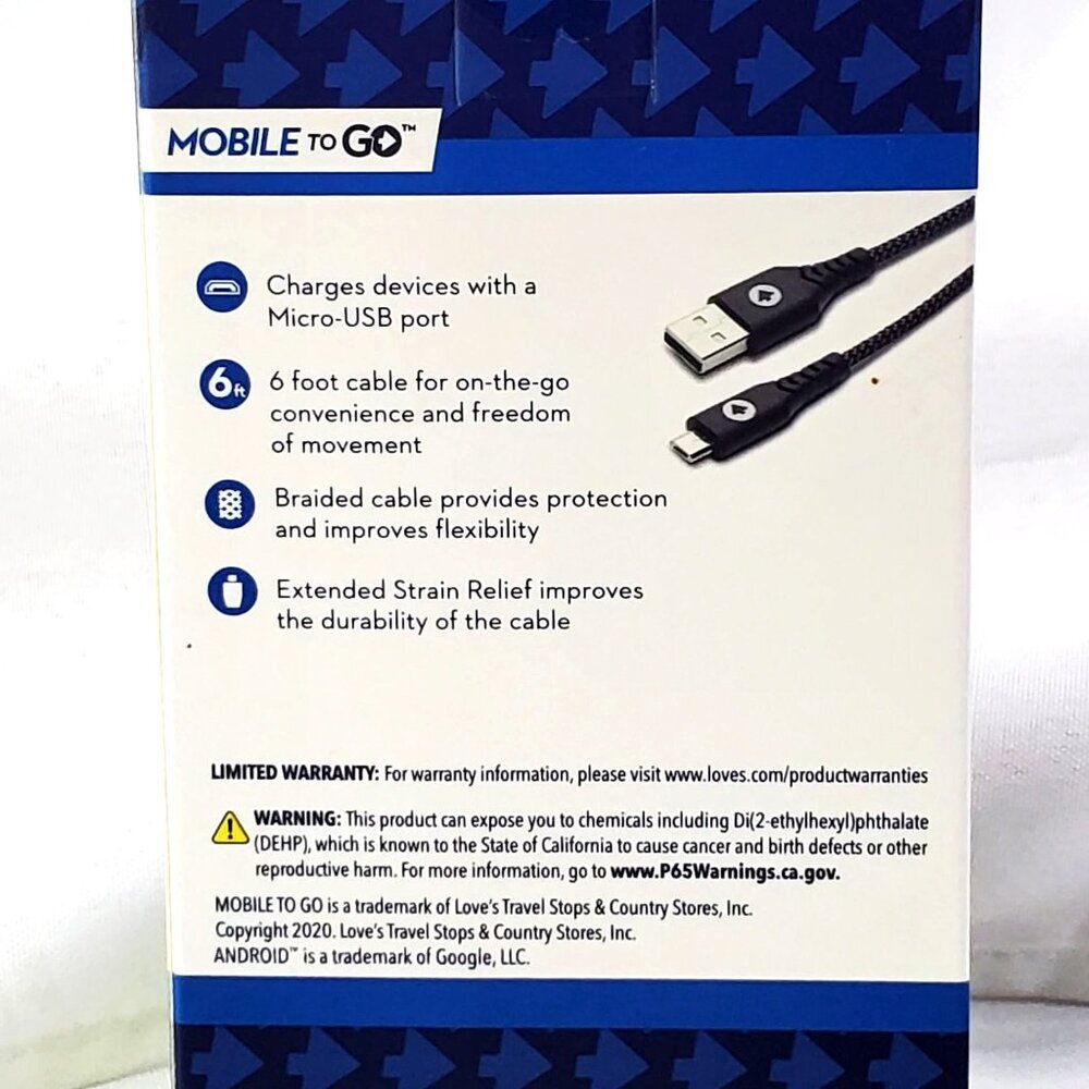 Mobile To Go Micro-USB 6ft Braided Charging Cable For Android Devices - Picture 6 of 6